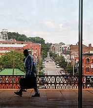 View of Franklin Street in Shockoe Bottom from Main Street Station on July 1.