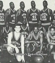 The 1992 Virginia Union University men’s basketball team, shown here, will be inducted into the VUU Athletic Hall of Fame on Sept. 19. The Panthers won both the NCAA Division II national championship and the CIAA title that season, finishing 30-3 under Coach Dave Robbins.