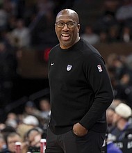 Former Sacramento Kings head coach Mike Brown is pictured in the first half of an NBA preseason basketball game against the Utah Jazz, Oct. 15, 2024, in Salt Lake City.