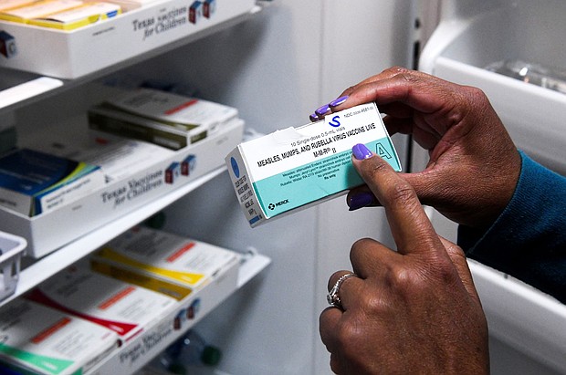 Childhood vaccination rates have been falling in the US, and the vast majority of measles cases this year have been in unvaccinated people.
Mandatory Credit:	Annie Rice/Reuters via CNN Newsource