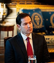 Secretary of State Marco Rubio is pictured in the Blue Room of the White House in Washington, DC on July 7.
Mandatory Credit:	Al Drago/Bloomberg/Getty Images via CNN Newsource
