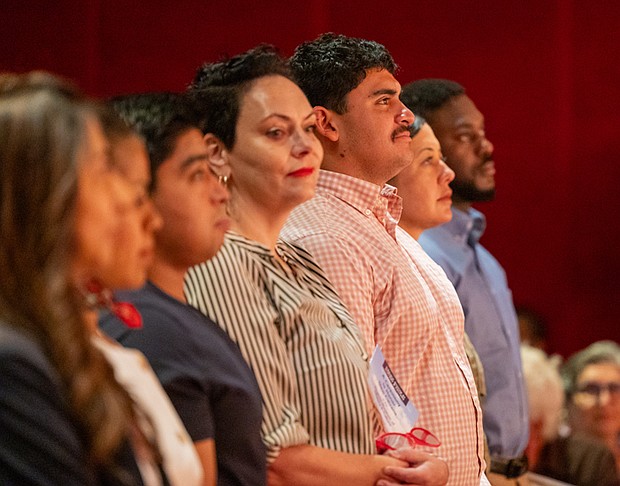 Edwin Gutierrez, a native of El Salvador, receives his U.S. citizenship during a naturalization ceremony at the Virginia Museum of History & Culture on Friday, July 4. The ceremony was led by the Hon. Roger L. Gregory, chief judge of the U.S. Court of Appeals for the 4th Circuit.