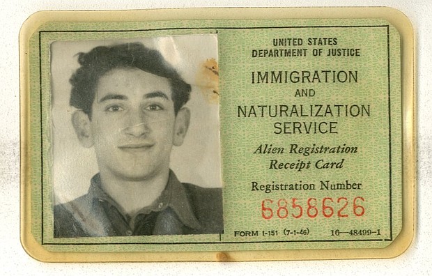 Green Card for US Entry;Abram Wajnyrb (Allen Wayne), age 17;1948/