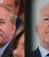 (L-R): Texas Attorney General Ken Paxton, US Senator John Cornyn are pictured in a split image.
Mandatory Credit:	Chip Somodevilla/Kayla Bartkowski/Getty Images via CNN Newsource