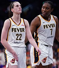 Indiana Fever guard Caitlin Clark suffers an injury after a play against the Connecticut Sun in the second half at TD Garden.
Mandatory Credit:	David Butler II/Imagn Images/Reuters via CNN Newsource