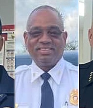 From left to right: Michael “Freck” Slaney, a marshal in Oakdale; Forest Hill Police Chief Glynn Dixon; and Oakdale Police Chief Chad Doyle are among the law enforcement officers accused.
Mandatory Credit:	From Oakdale Police Department/Facebook via CNN Newsource