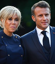 French President Emmanuel Macron and his wife Brigitte Macron arrive for a dinner during the 76th NATO Summit in The Hague, Netherlands in June.
Mandatory Credit:	Beata Zawrzel/NurPhoto/Getty Images via CNN Newsource