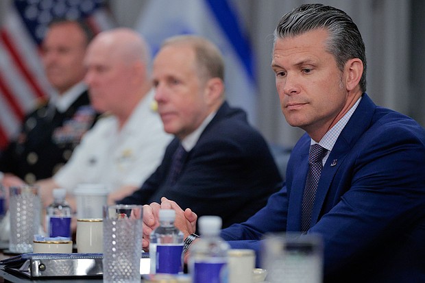The Pentagon’s inspector general has evidence that the military plans shared from Secretary of Defense Pete Hegseth’s Signal account earlier this year were taken from a US Central Command document that was marked classified at the time. Hegseth is seen here on July 9.
Mandatory Credit:	Chip Somodevilla/Getty Images via CNN Newsource