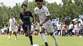 Concorde Fire of Atlanta, in white, battled Crossfire Academy of Seattle, in black, in the U14 ECNL Boys National Finals on Sunday, July 20.