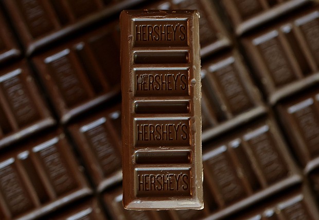Hershey milk chocolate candy bars, shown here in May 2024 in San Anselmo, California, could get more expensive soon.
Mandatory Credit:	Justin Sullivan/Getty Images via CNN Newsource
