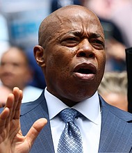 New York City Mayor Eric Adams speaks during a news conference at City Hall on June 26 in New York City.
Mandatory Credit:	Michael M. Santiago/Getty Images via CNN Newsource