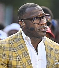 Three-time Super Bowl champion Shannon Sharpe out at ESPN.
Mandatory Credit:	Paras Griffin/Getty Images via CNN Newsource