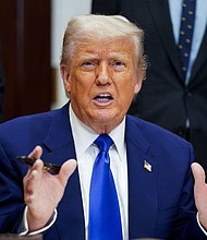 U.S. President Donald Trump gestures on the day he signs an executive order on prescription drug pricing during a press conference in the Roosevelt Room at the White House in Washington, D.C., on May 12.
Mandatory Credit:	Nathan Howard/Reuters via CNN Newsource