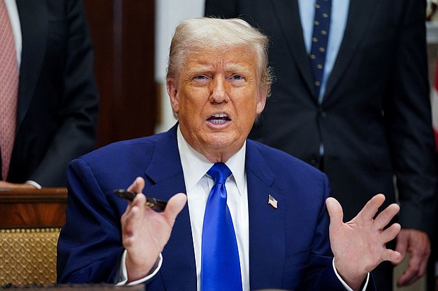 U.S. President Donald Trump gestures on the day he signs an executive order on prescription drug pricing during a press conference in the Roosevelt Room at the White House in Washington, D.C., on May 12.
Mandatory Credit:	Nathan Howard/Reuters via CNN Newsource