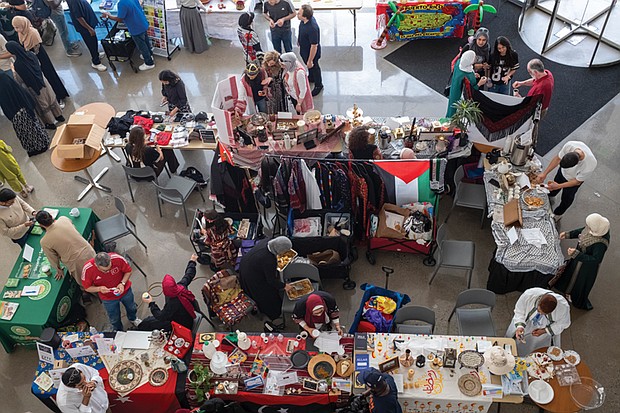 Vendors line the lobby of the Institute for Contemporary Art at Virginia Commonwealth University during the event.