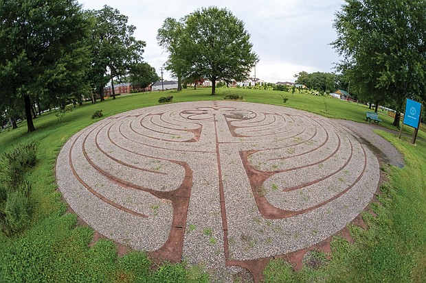 The labyrinth at the Innerwork Center at Loxley Road and Westwood Avenue on North Side, seen on Wednesday, offers a walking meditation and, unlike a maze, has only one path in and out. The center is a nonprofit that has operated for 30 years.