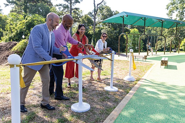 Forest Hill Park’s newly renovated playground was unveiled during a ribbon-cutting ceremony Wednesday morning, July 23, with state and local officials in attendance.