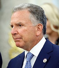 In September 2021, the Smithsonian placed a board over the exhibit which read: “Case under redesign (history happens*)” and referenced Trump’s two impeachments.
Mandatory Credit:	Michael Williams/CNN via CNN Newsource