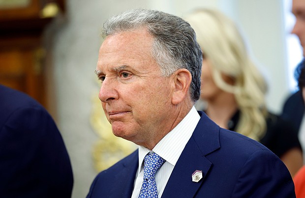 In September 2021, the Smithsonian placed a board over the exhibit which read: “Case under redesign (history happens*)” and referenced Trump’s two impeachments.
Mandatory Credit:	Michael Williams/CNN via CNN Newsource