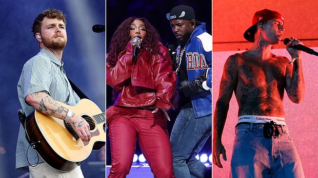 From left: Alex Warren's "Ordinary," SZA and Kendrick Lamar's "Luther" and Justin Bieber's "Daisies" are topping the charts. But are any of them "song of the summer" material?
Mandatory Credit:	Getty Images via CNN Newsource