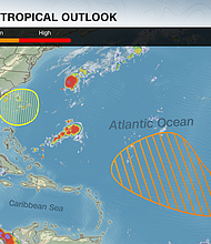 There are two areas to watch for tropical development this week in addition to Tropical Storm Dexter, according to the National Hurricane Center.
Mandatory Credit:	CNN Weather via CNN Newsource