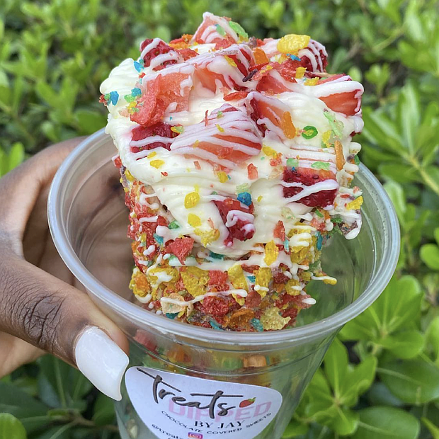 Fruity Pebble Cheesecake Stuffed Cone