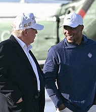 President Donald Trump walks with Philadelphia Eagles running back Saquon Barkley before boarding Air Force One on April 27. Barkley said on August 4 that he was surprised to learn he had been named to the President’s Council on Sports, Fitness and Nutrition.
Mandatory Credit:	Mandel Ngan/AFP/Getty Images via CNN Newsource