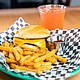 Comfort Foodies Free Kids’ Burger Meal comes with a choice of golden fries or creamy Mac & Cheese and a drink.