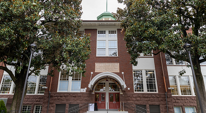 The newly renovated William Fox Elementary School in Richmond’s Fan District is shown Wednesday, Aug. 6. The historic school reopened more than three years after a 2022 fire severely damaged the building, prompting a $30 million restoration.