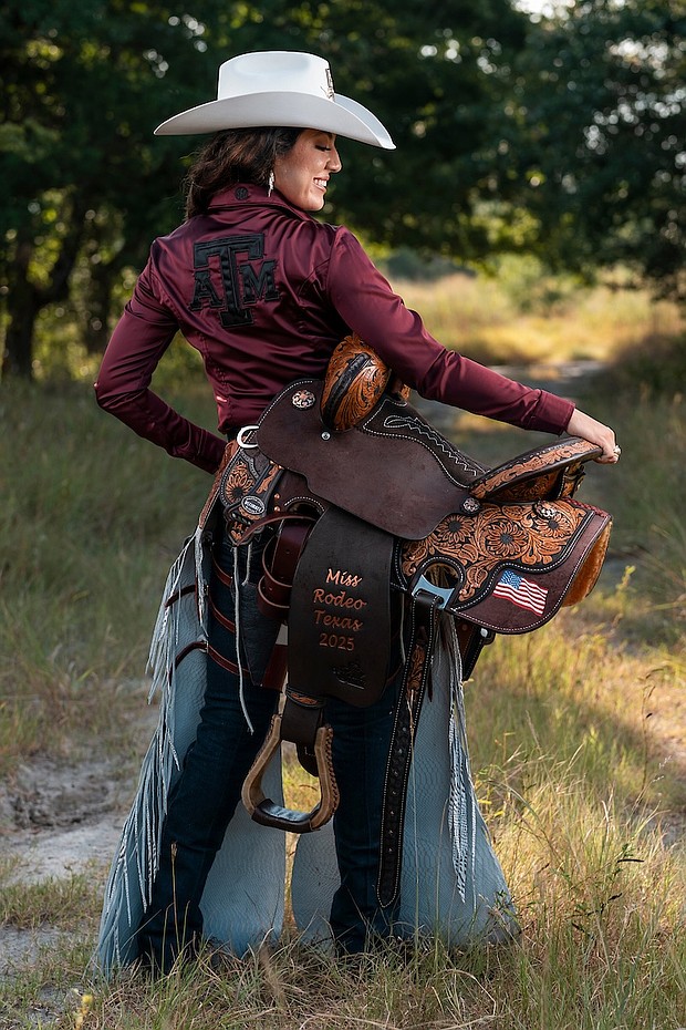 Reanna Santos ’22 ’25 will represent Texas at the Miss Rodeo America Pageant during the National Finals Rodeo in December. (Michael Miller/Texas A&M AgriLife)