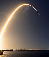A SpaceX Falcon 9 rocket launches carrying Firefly Aerospace's Blue Ghost lunar lander on January 15.
Mandatory Credit:	Steve Nesius/Reuters via CNN Newsource