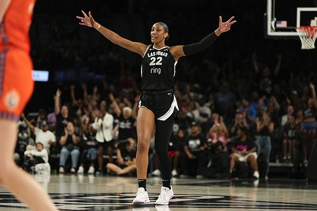 A'ja Wilson made WNBA history with a 30-20 stat line.
Mandatory Credit:	Lucas Peltier/Imagn Images/Reuters via CNN Newsource