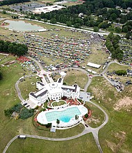 Aerial view of rapper Rick Ross' private residence, the Promise Land, during the 3rd Annual Rick Ross Car & Bike Show on June 1, 2024 in Fayetteville, Georgia.
Mandatory Credit:	Julia Beverly/Getty Images via CNN Newsource