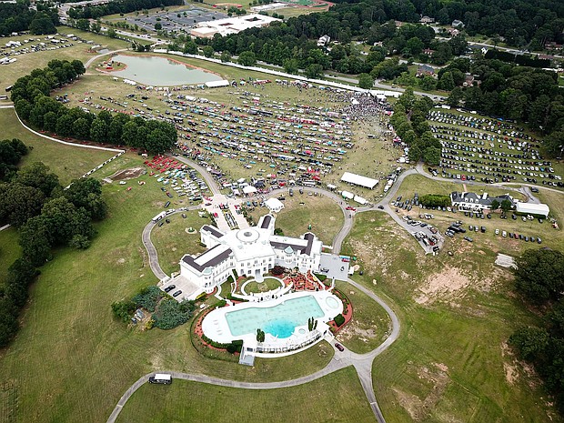 Aerial view of rapper Rick Ross' private residence, the Promise Land, during the 3rd Annual Rick Ross Car & Bike Show on June 1, 2024 in Fayetteville, Georgia.
Mandatory Credit:	Julia Beverly/Getty Images via CNN Newsource