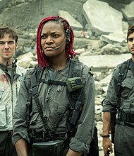 Alex Lawther, Diêm Camille and Moe Bar-El as Rashidi star in FX's "Alien: Earth."
Mandatory Credit:	Patrick Brown/FX via CNN Newsource