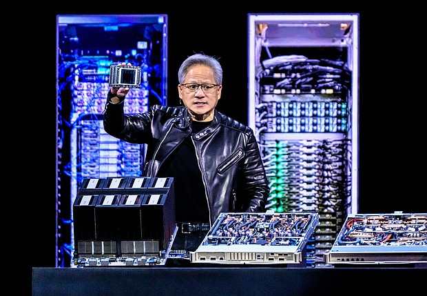 Nvidia CEO Jensen Huang delivers the keynote address at the GTC AI Conference in San Jose, California, on March 18.
Mandatory Credit:	Josh Edelson/AFP/Getty Images via CNN Newsource