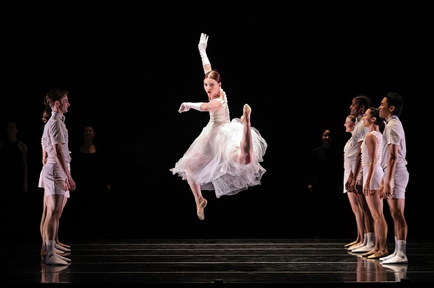 Cassidy Isaacson and Smuin dance company artists perform in “Wild Sweet Love,” by Trey McIntyre. Courtesy Smuin Contemporary Ballet.