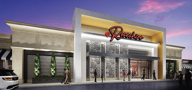 An artist’s rendering shows Roseshire Gaming Parlor, a
new boutique gaming venue in Henrico set to open this
fall. The $35 million facility will feature 175 historical
racing machines, simulcast wagering and food and
beverage service.