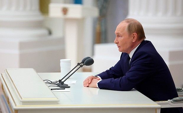 Russian President Vladimir Putin chairs a meeting of Russia's top leadership at the Kremlin in Moscow on August 14.
Mandatory Credit:	Kremlin via CNN Newsource