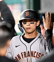 Jung Hoo Lee made a stunning catch for the Giants against the Tampa Bay Rays.
Mandatory Credit:	Greg Fiume/Getty Images via CNN Newsource