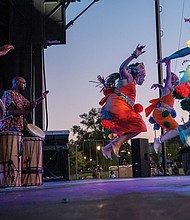 Elegba Folklore Society drummers and dancers perform at Abner Clay Park on Saturday, Aug. 16 during the group’s 34th Down Home Family Reunion, an annual celebration of African American folklife.