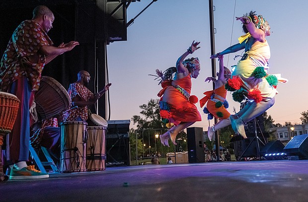 Elegba Folklore Society drummers and dancers perform at Abner Clay Park on Saturday, Aug. 16 during the group’s 34th Down Home Family Reunion, an annual celebration of African American folklife.