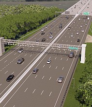 A rendering depicts a section of the Powhite Parkway slated for upgrades.