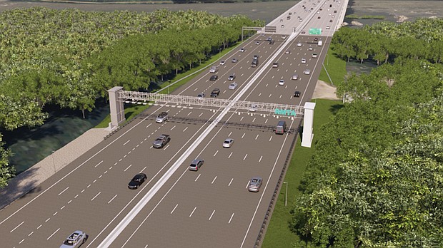 A rendering depicts a section of the Powhite Parkway slated for upgrades.
