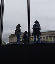 People wait to enter the Smithsonian National Museum of African American History and Culture in Washington, DC. President Trump has said he will review exhibits for alleged bias.
Mandatory Credit:	Andrew Lichtenstein/Corbis/Getty Images via CNN Newsource
