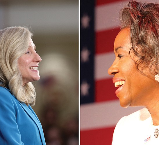 Democratic gubernatorial nominee Abigail Spanberger (left) and Lt. Gov. Winsome Earle-Sears, the Republican nominee (right)