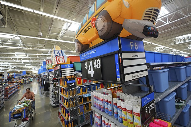 A back to school section displays items for sale at a Walmart in Dallas on August 12.
Mandatory Credit:	LM Otero/AP via CNN Newsource