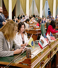 California state lawmakers on Thursday approved a plan that could flip five congressional seats to Democrats in 2026. Credit...Justin Sullivan/Getty Images