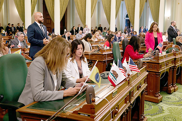 California state lawmakers on Thursday approved a plan that could flip five congressional seats to Democrats in 2026. Credit...Justin Sullivan/Getty Images
