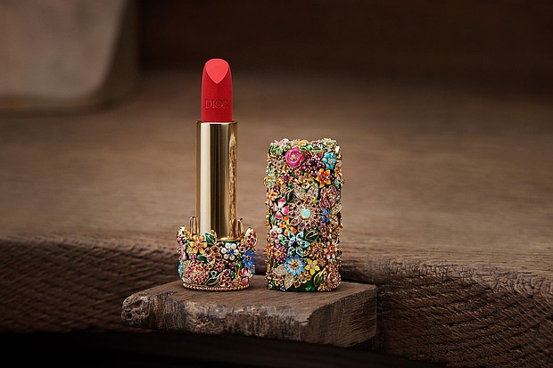 A Dior lipstick encrusted with colorful jewels.
Mandatory Credit:	Piotr Stoklosa via CNN Newsource